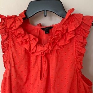 JCrew medium 100 percent cotton sleeveless top with ruffle detailing.